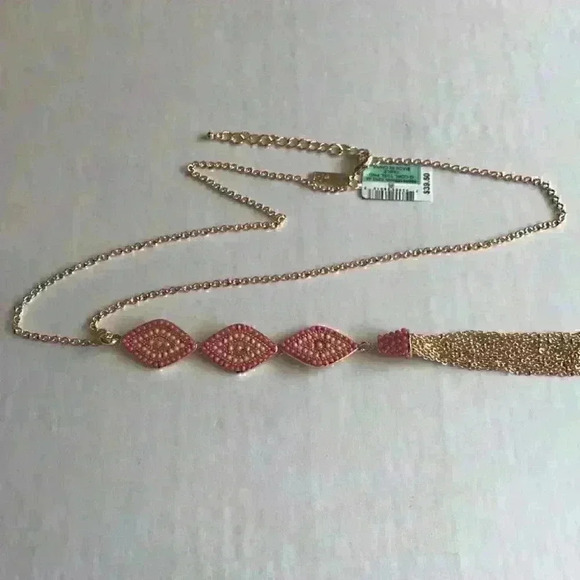 INC new Gold Tone Bead Chain in Coral - Picture 2 of 8